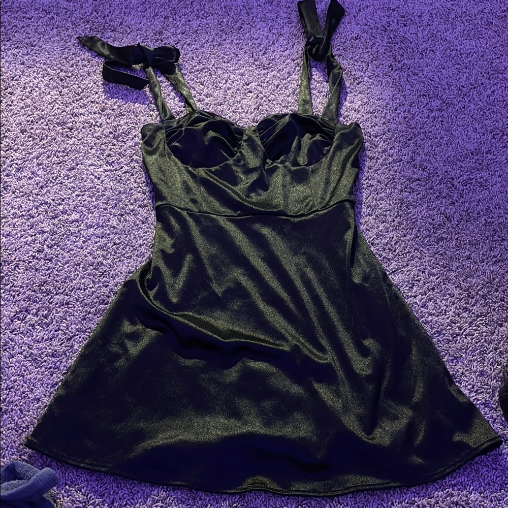 lucy in the sky satin dress, tie straps